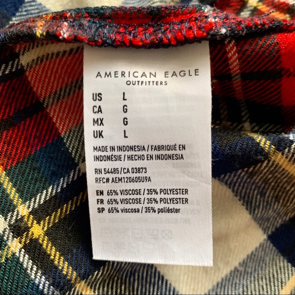 American Eagle Outfitters Red Plaid Button-Up Shirt - Picture 4 of 4